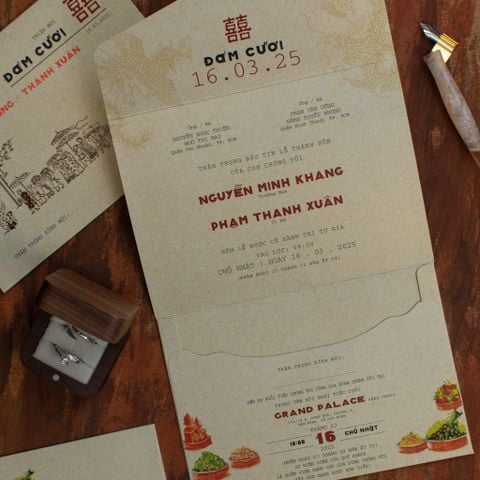 Thiệp Cưới Giấy Kraft Vintage Nét Hoài Cổ Giữa Lòng Hiện Đại - TILA-D006