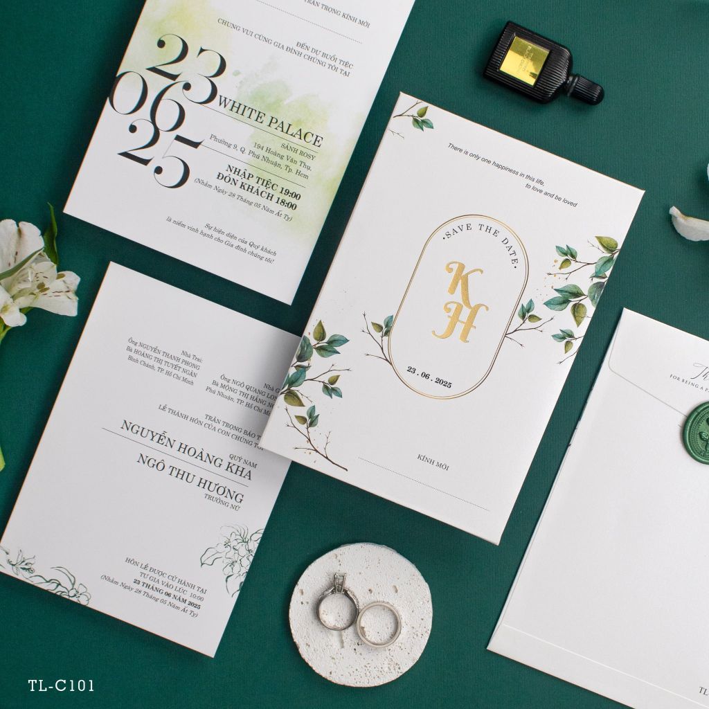 Thiệp Cưới Emerald Garden Khởi Đầu Xanh Cho Tình Yêu Vĩnh Cửu - TL-C101