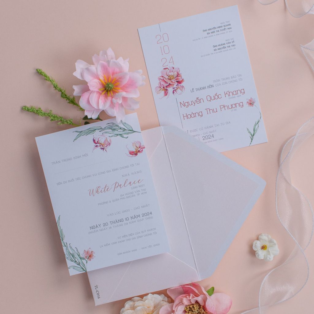 Thiệp Cưới Hoa Mẫu Đơn - TL-C016