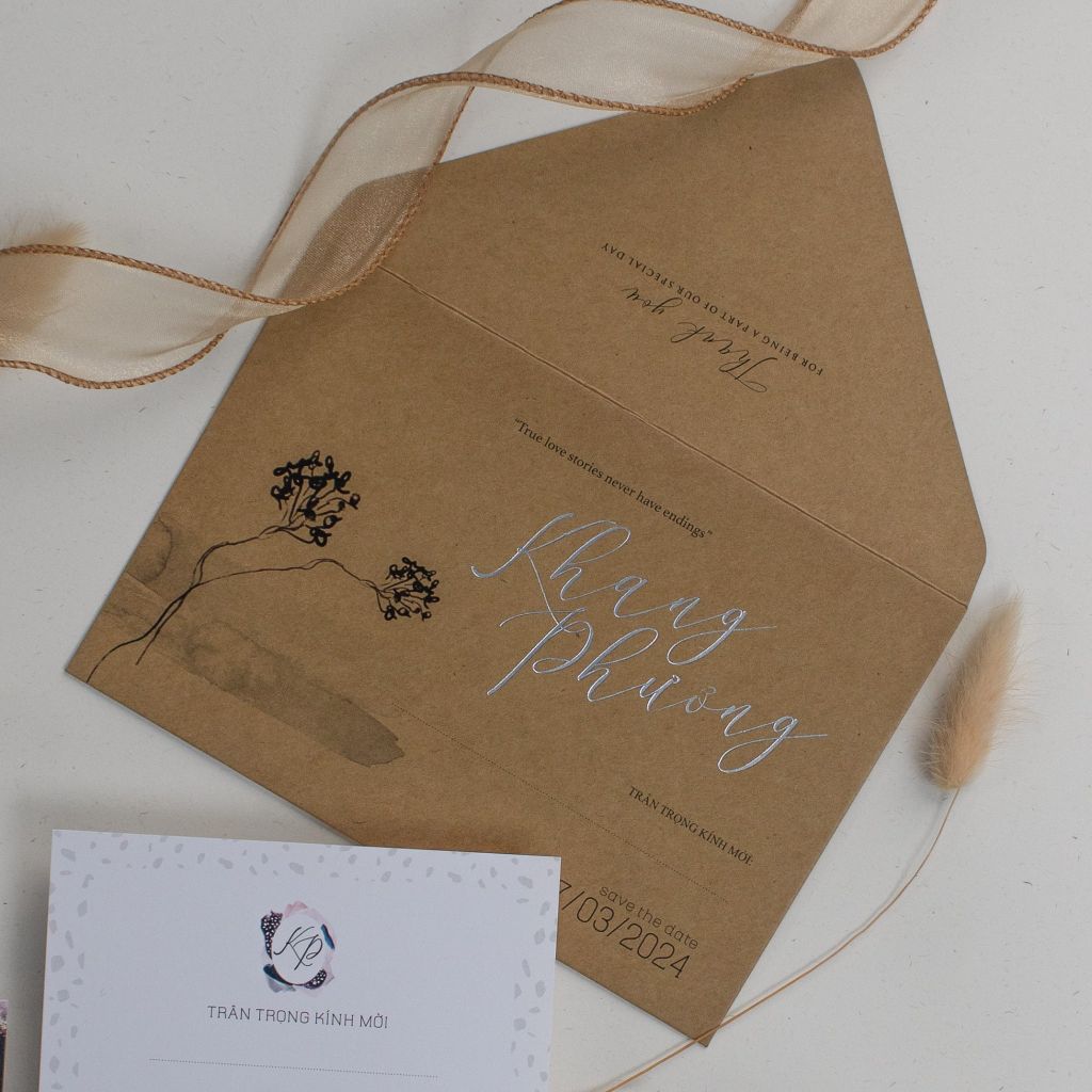 Thiệp Cưới Nhành Hoa Ký Ức - TL-C028