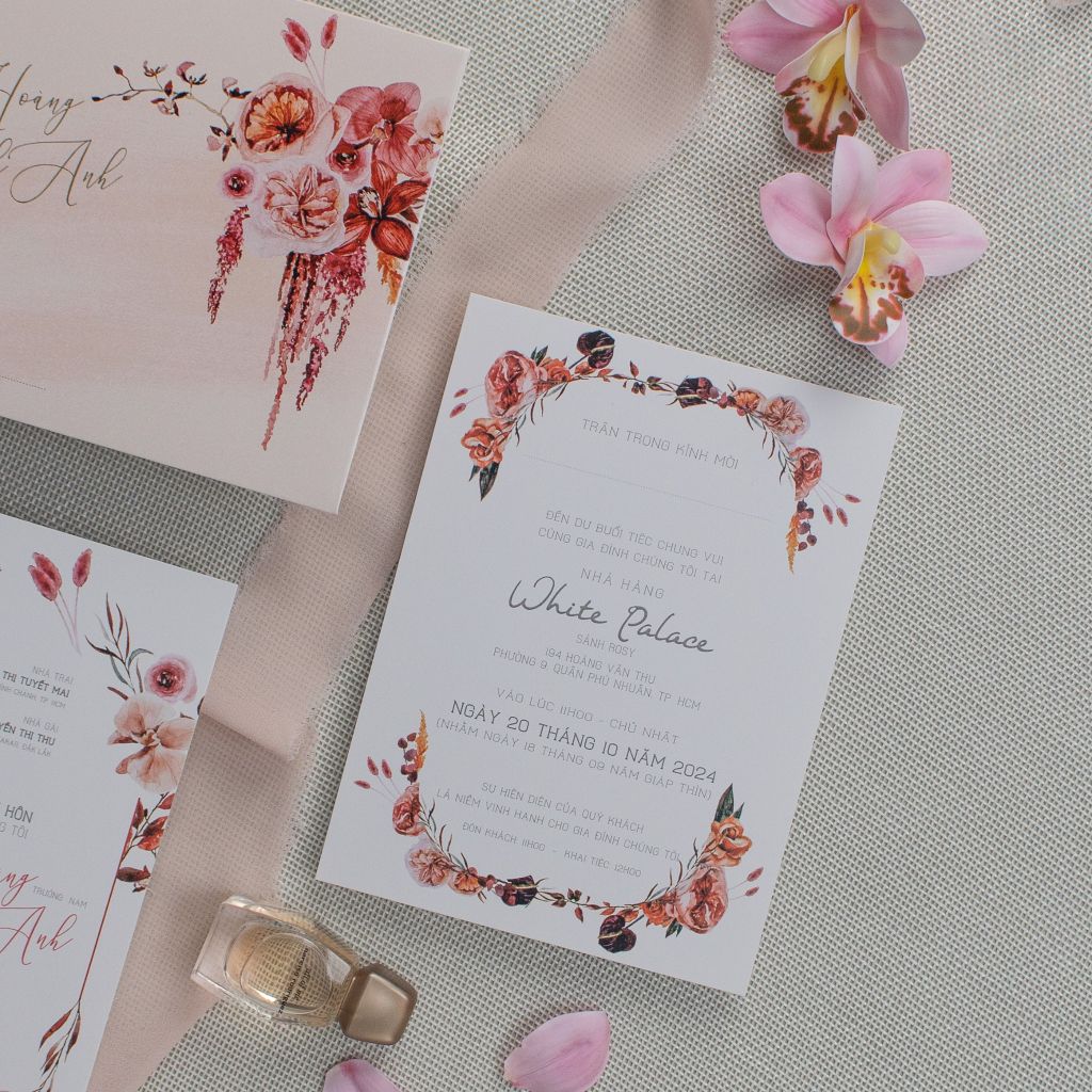 Thiệp cưới Sắc Hồng Vintage - TL-C013