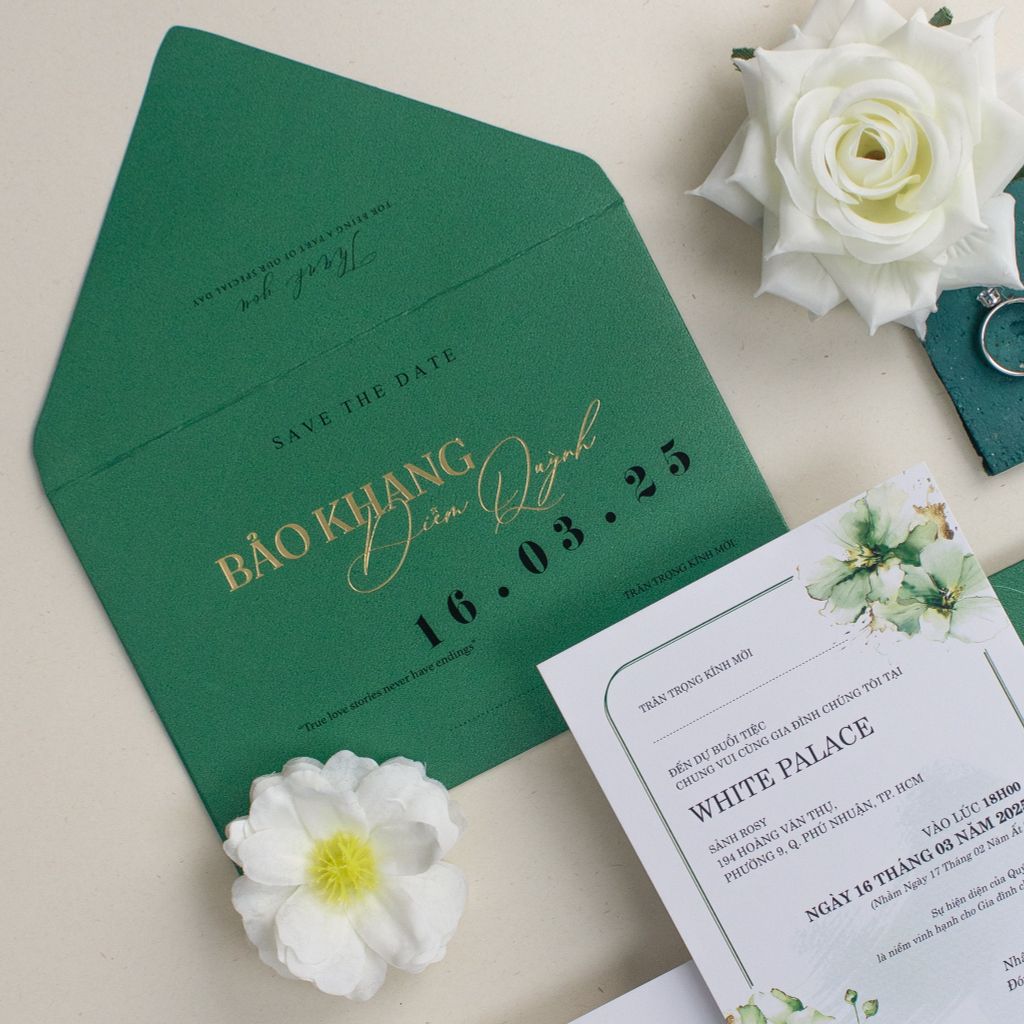 Thiệp Cưới Xanh Lục Bảo Dấu Ấn Khu Vườn Bí Mật - TL-C051