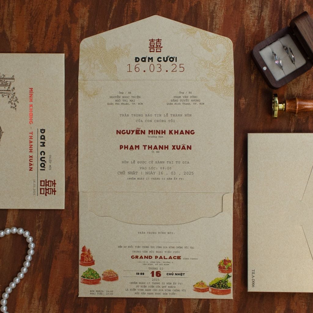 Thiệp Cưới Giấy Kraft Vintage Nét Hoài Cổ Giữa Lòng Hiện Đại - TILA-D006