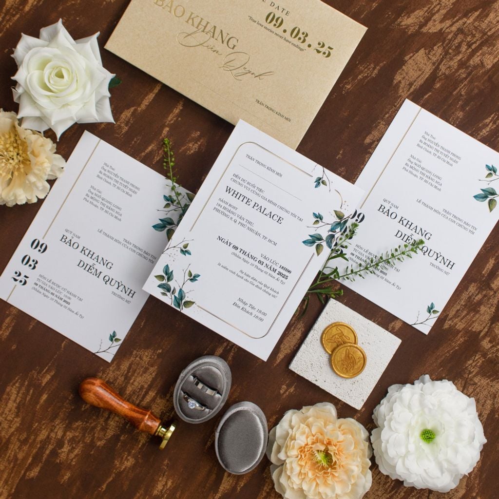 Thiệp cưới Chất Kraft hoài cổ trên nền giấy ánh kim - TL-C044