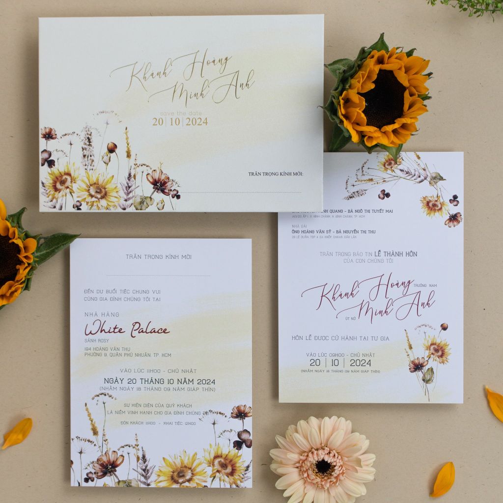 Thiệp Cưới Hướng Dương Nắng Ấm Tình Nồng - TL-C011