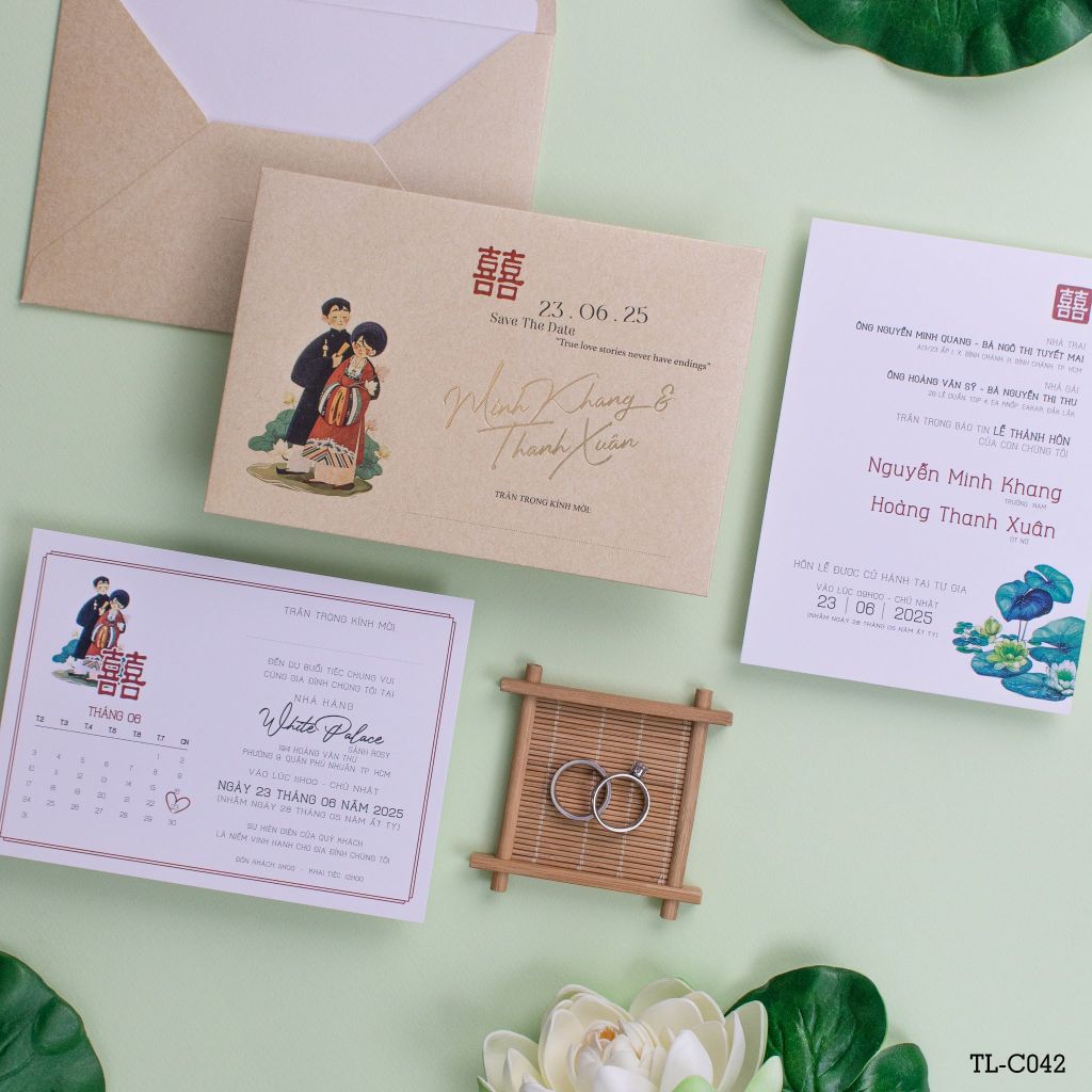 Thiệp Cưới Họa Sắc Liên Hoa Chạm Vào Cảm Xúc Ngày Chung Đôi - TL-C042