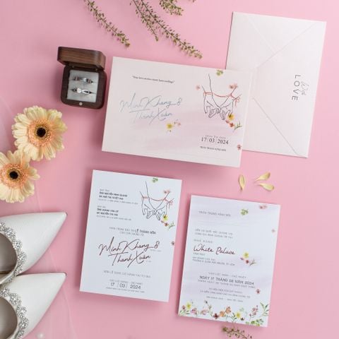 Thiệp cưới Dây Tơ Hồng Nét vẽ tối giản cho tình yêu trọn đời - TL-C034