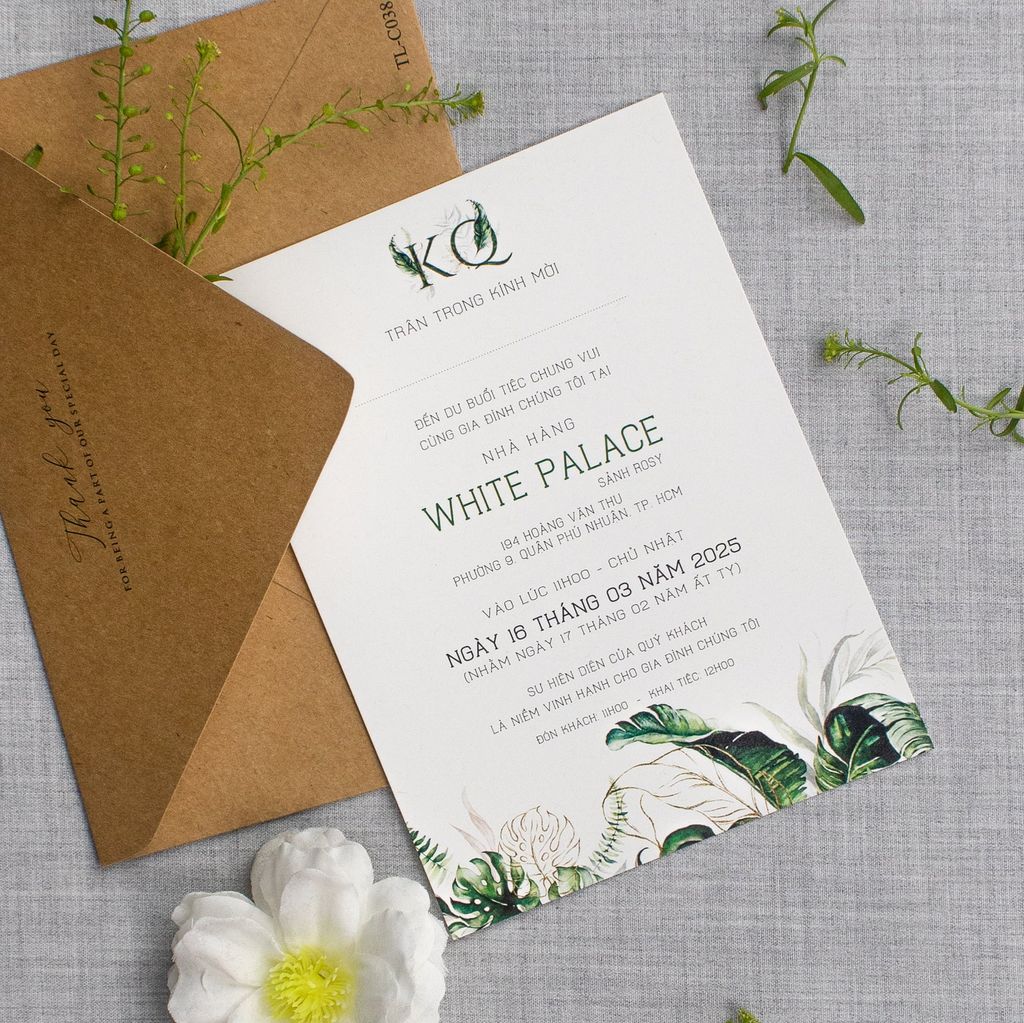 Thiệp Cưới Giấy Kraft Ép Kim Vẻ Đẹp Mộc Mạc Đầy Tinh Tế - TL-C038