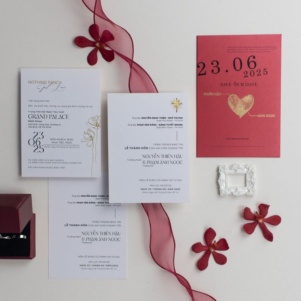 Thiệp Cưới Dấu Ấn Nhịp Đập Đồng Điệu Sắc Đỏ Nồng Nàn - TL-C102