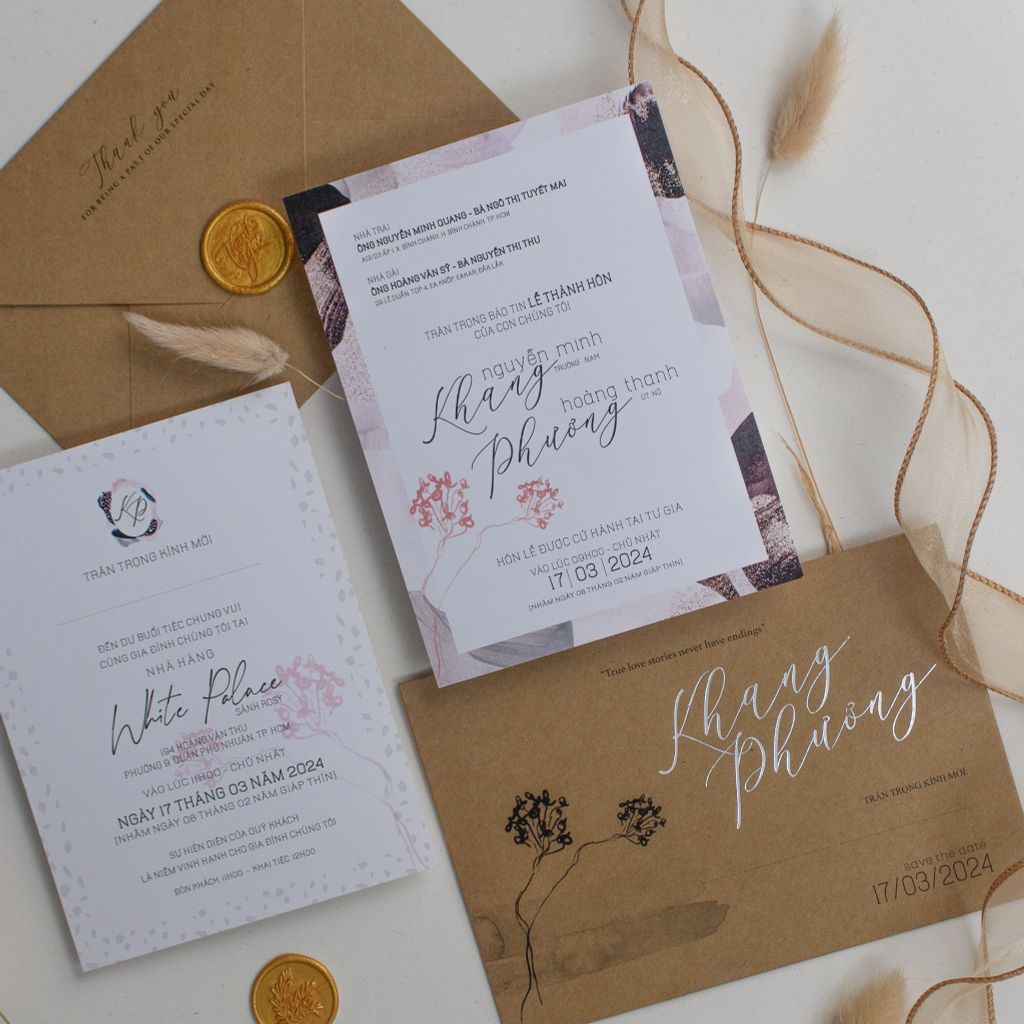 Thiệp Cưới Nhành Hoa Ký Ức - TL-C028