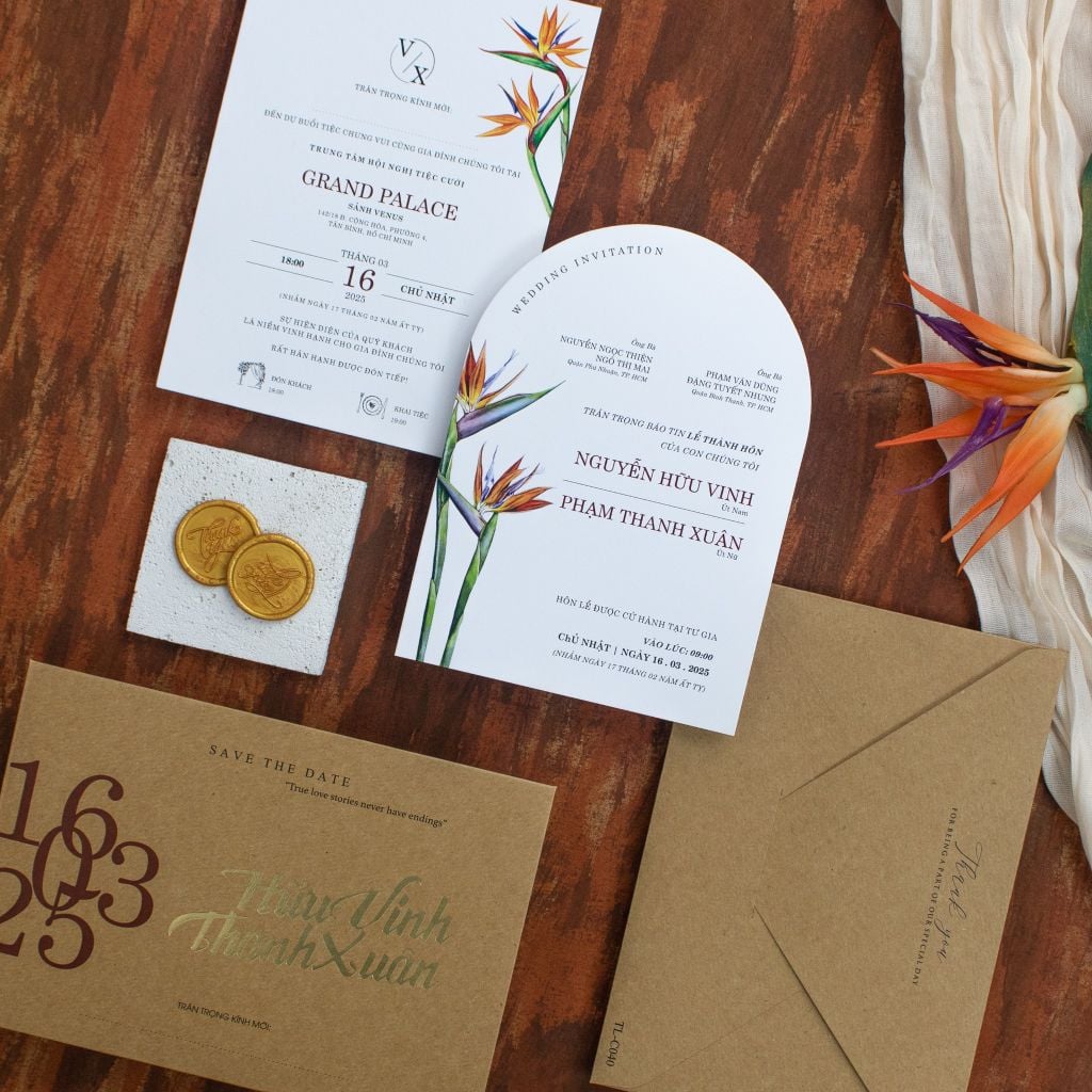 Thiệp Cưới Thiên Điểu Kraft Vũ Điệu Tình Yêu Tự Do - TL-C040