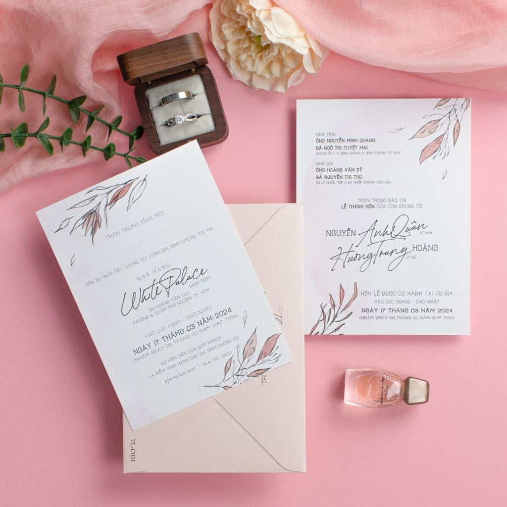 Thiệp Cưới Nhành Lá Xuân Thì - TL-C031