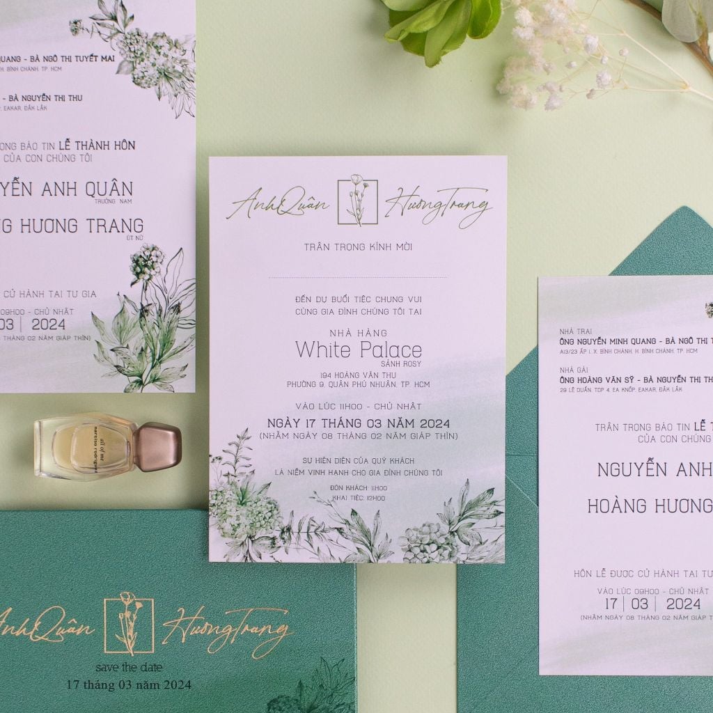 Thiệp Cưới Emerald Gold Bản Giao Hưởng Xanh Rừng & Ánh Kim Sang Trọng - TL-C025