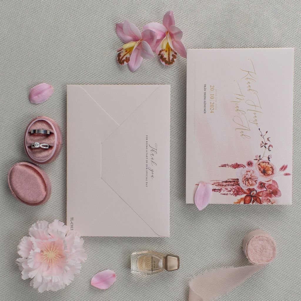 Thiệp cưới Sắc Hồng Vintage - TL-C013