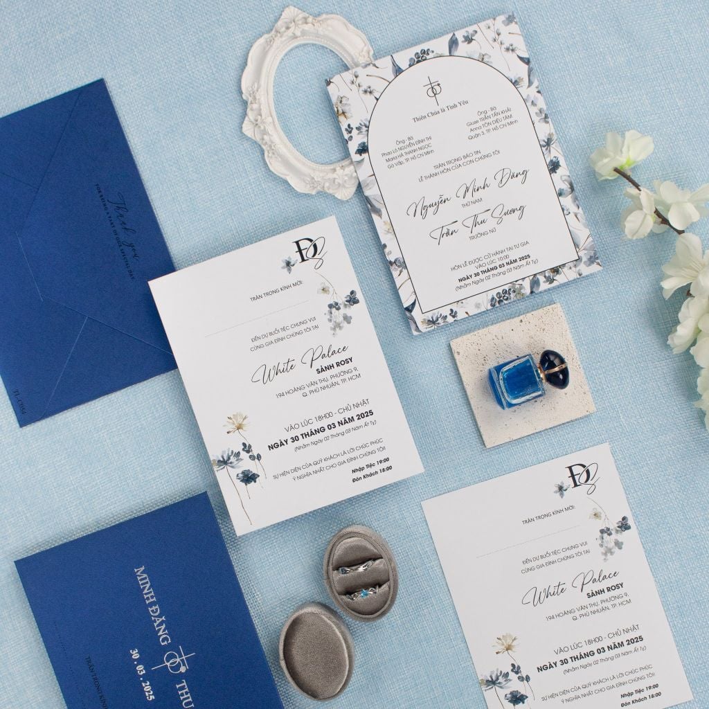 Thiệp Cưới Navy Blue Bản Giao Hưởng Tình Yêu Sang Trọng - TL-C054