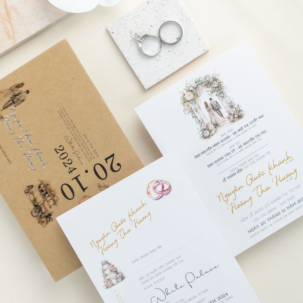 Thiệp Cưới Vintage Kraft Chạm Vào Ký Ức Ngày Chung Đôi - TL-C005