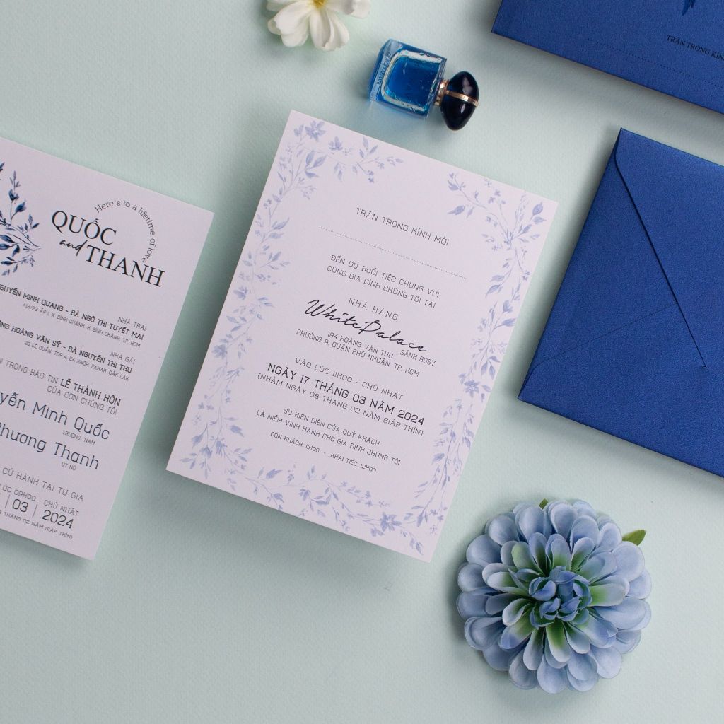 Thiệp Cưới Sắc Xanh Midnight Blue Bản Giao Hưởng Tình Yêu Của Quốc & Thanh - TL-C021X