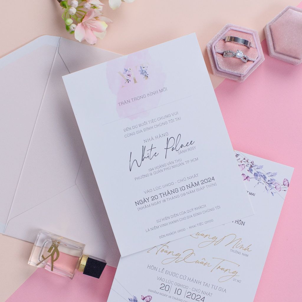 Thiệp Cưới Bản Tình Ca Ngọt Ngào Mang Sắc Hồng - TL-C006