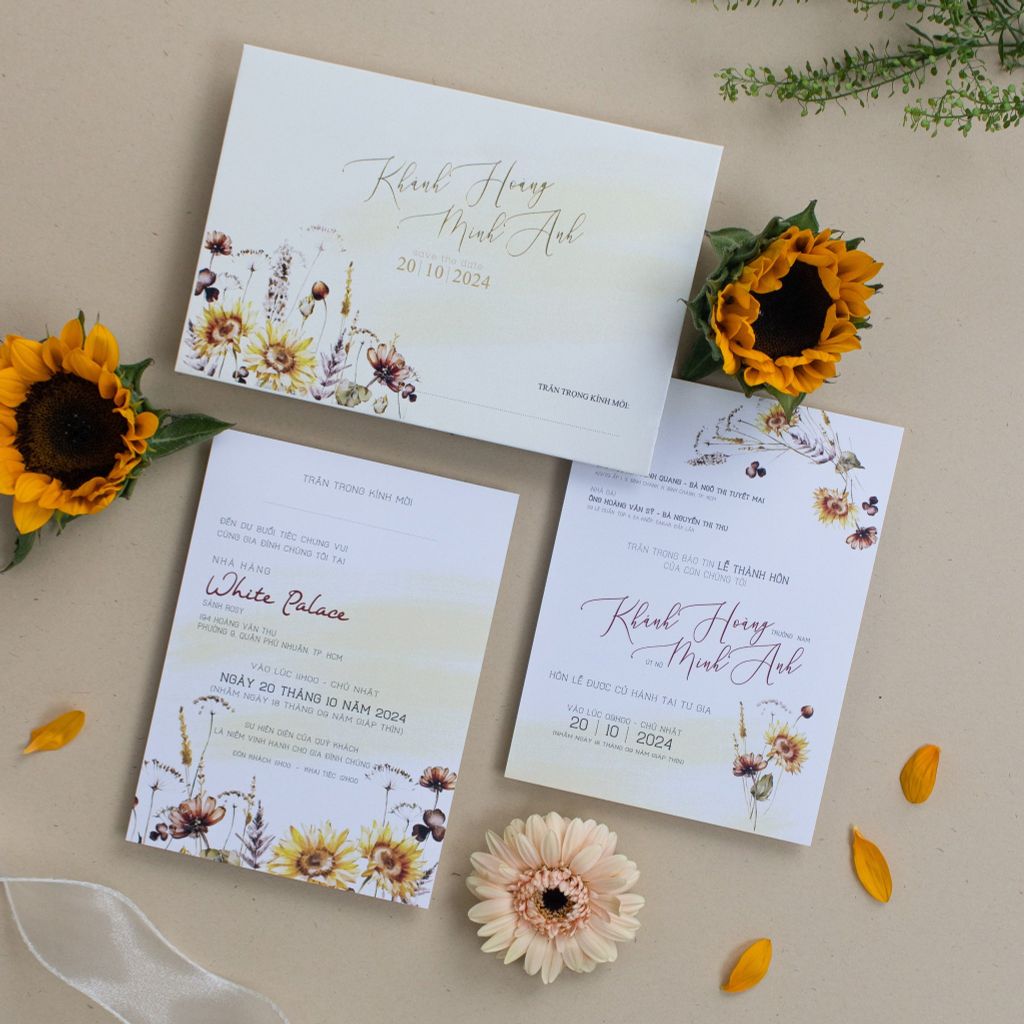 Thiệp Cưới Hướng Dương Nắng Ấm Tình Nồng - TL-C011