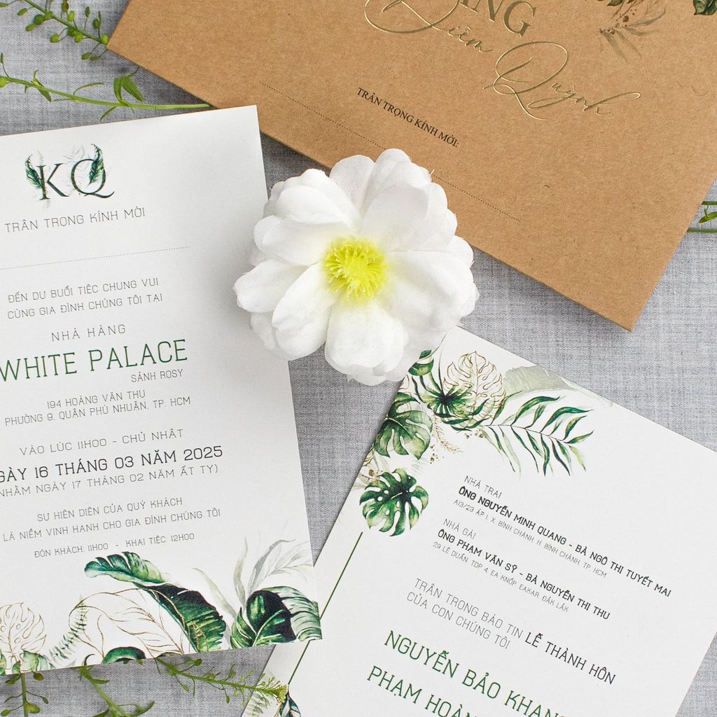 Thiệp Cưới Giấy Kraft Ép Kim Vẻ Đẹp Mộc Mạc Đầy Tinh Tế - TL-C038