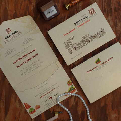 Thiệp Cưới Giấy Kraft Vintage Nét Hoài Cổ Giữa Lòng Hiện Đại - TILA-D006