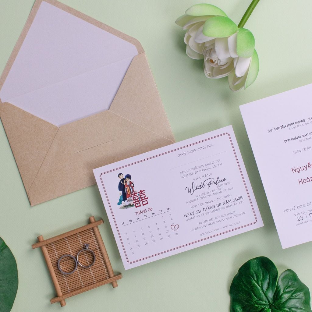 Thiệp Cưới Họa Sắc Liên Hoa Chạm Vào Cảm Xúc Ngày Chung Đôi - TL-C042