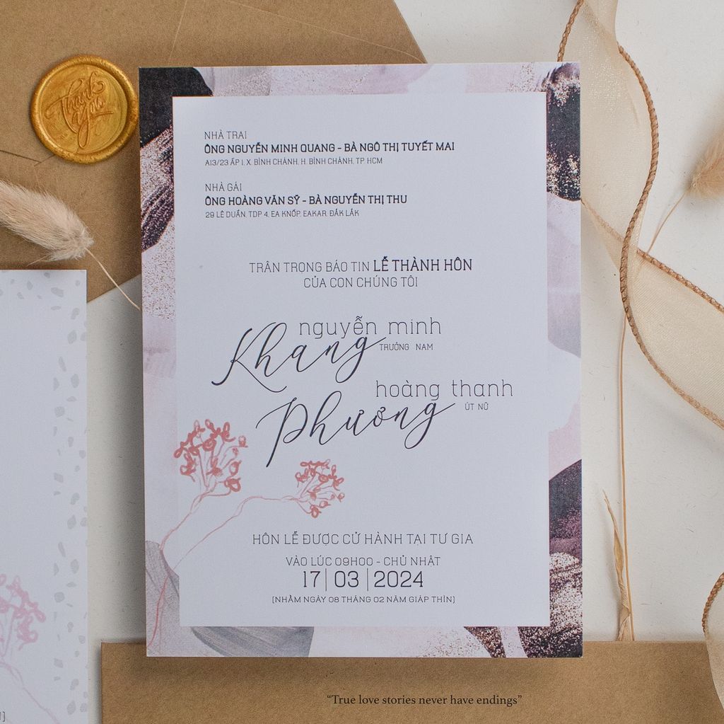 Thiệp Cưới Nhành Hoa Ký Ức - TL-C028