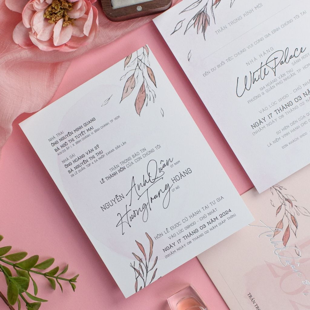 Thiệp Cưới Nhành Lá Xuân Thì - TL-C031
