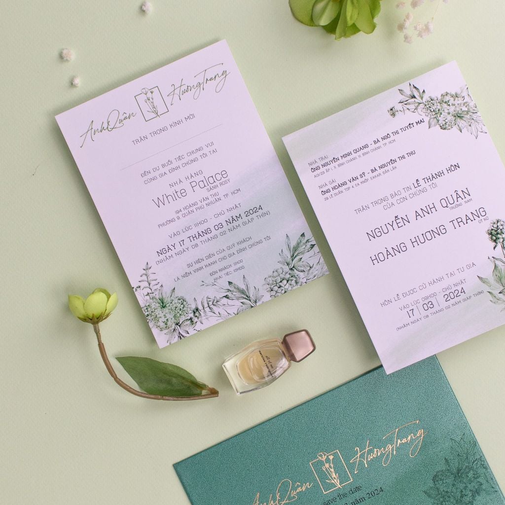 Thiệp Cưới Emerald Gold Bản Giao Hưởng Xanh Rừng & Ánh Kim Sang Trọng - TL-C025