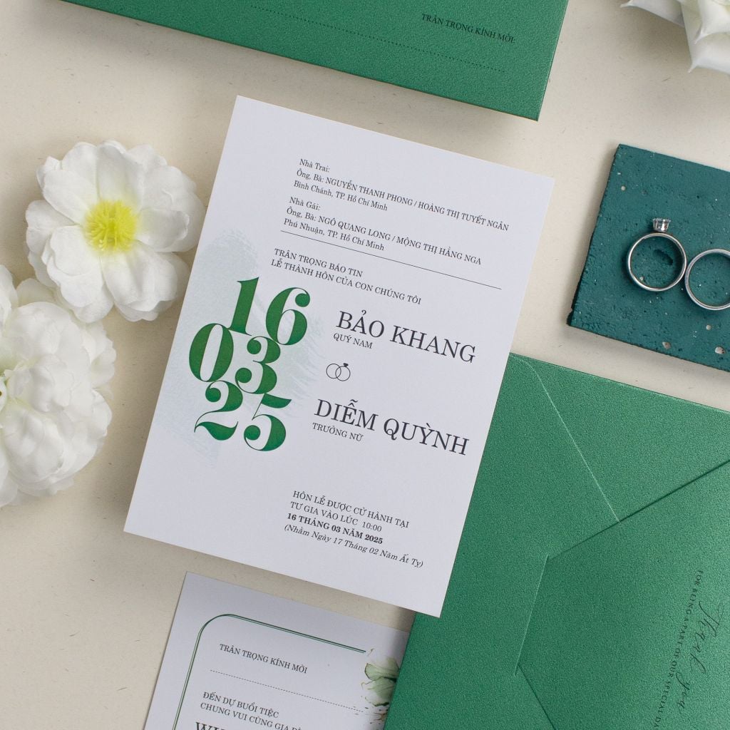 Thiệp Cưới Xanh Lục Bảo Dấu Ấn Khu Vườn Bí Mật - TL-C051
