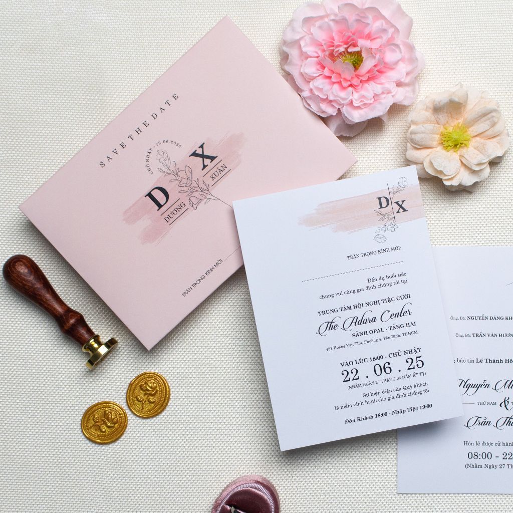 Thiệp Cưới Pastel Hồng - BN-A010