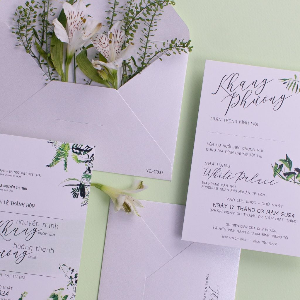 Thiệp Cưới Tropical Garden Khởi Đầu Xanh Cho Chuyện Tình Lãng Mạn - TL-C033