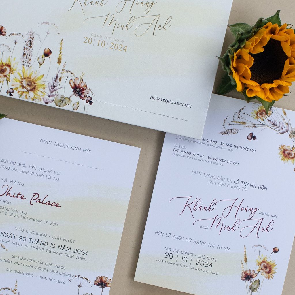Thiệp Cưới Hướng Dương Nắng Ấm Tình Nồng - TL-C011