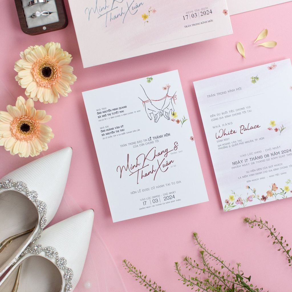 Thiệp cưới Dây Tơ Hồng Nét vẽ tối giản cho tình yêu trọn đời - TL-C034
