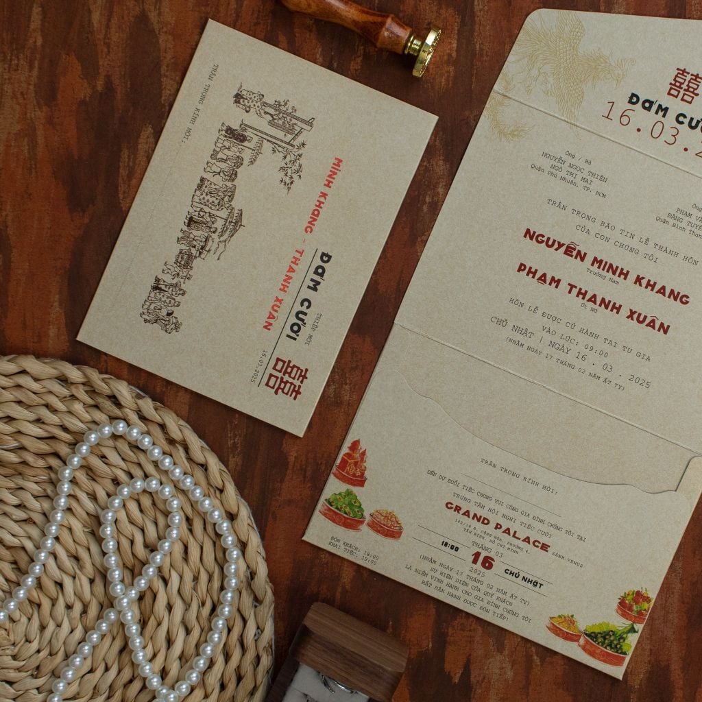 Thiệp Cưới Giấy Kraft Vintage Nét Hoài Cổ Giữa Lòng Hiện Đại - TILA-D006