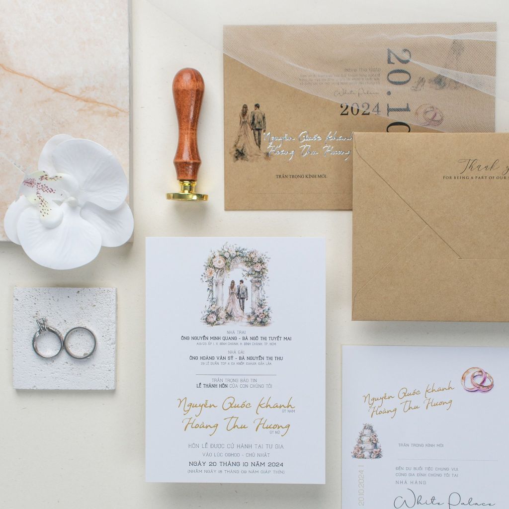 Thiệp Cưới Vintage Kraft Chạm Vào Ký Ức Ngày Chung Đôi - TL-C005