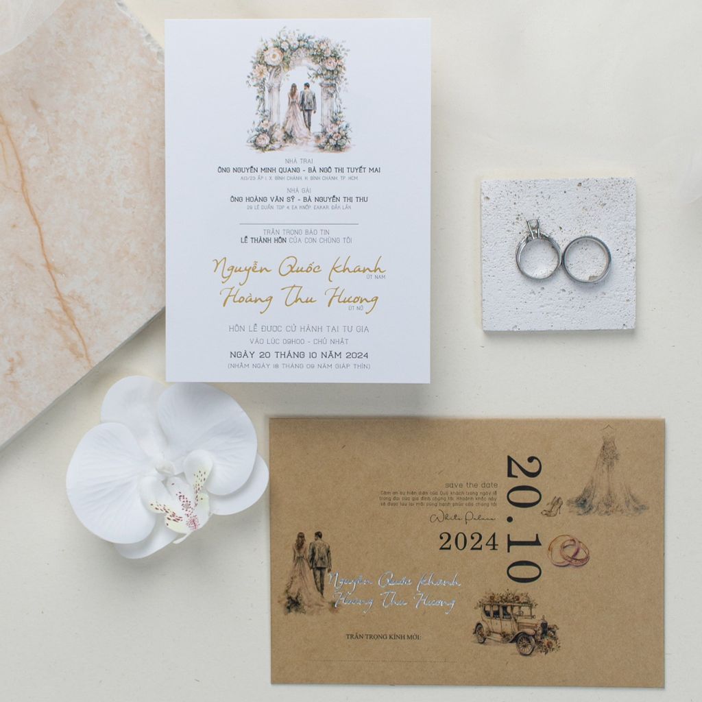 Thiệp Cưới Vintage Kraft Chạm Vào Ký Ức Ngày Chung Đôi - TL-C005