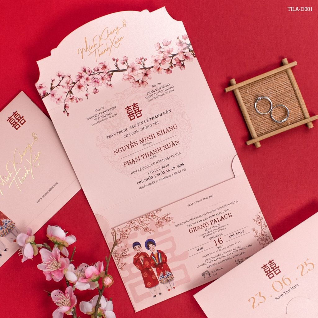 Thiệp Cưới Sắc Hoa Anh Đào Nét Duyên Tình Thắm - TILA-D001