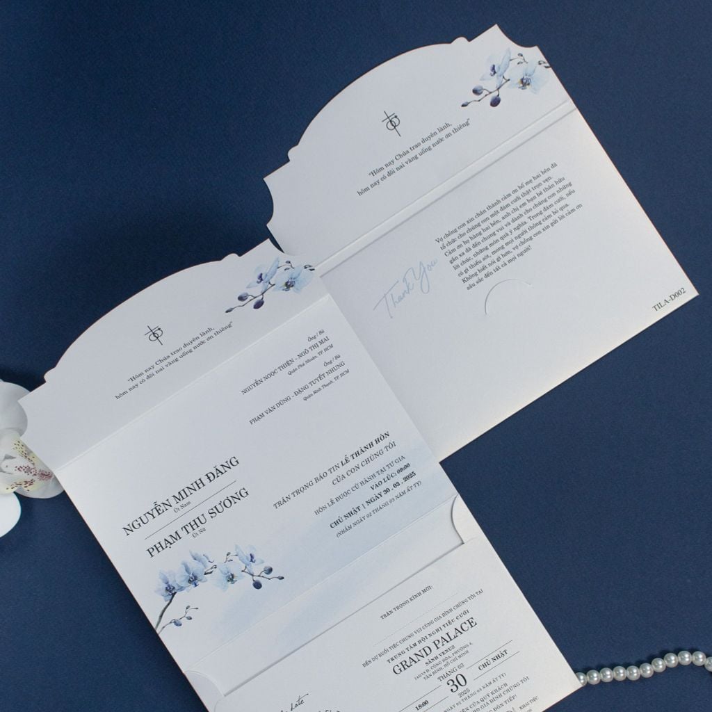 Thiệp Cưới Công Giáo Lan Hồ Điệp Xanh Thanh Tao & Vẹn Tròn - TILA-D002