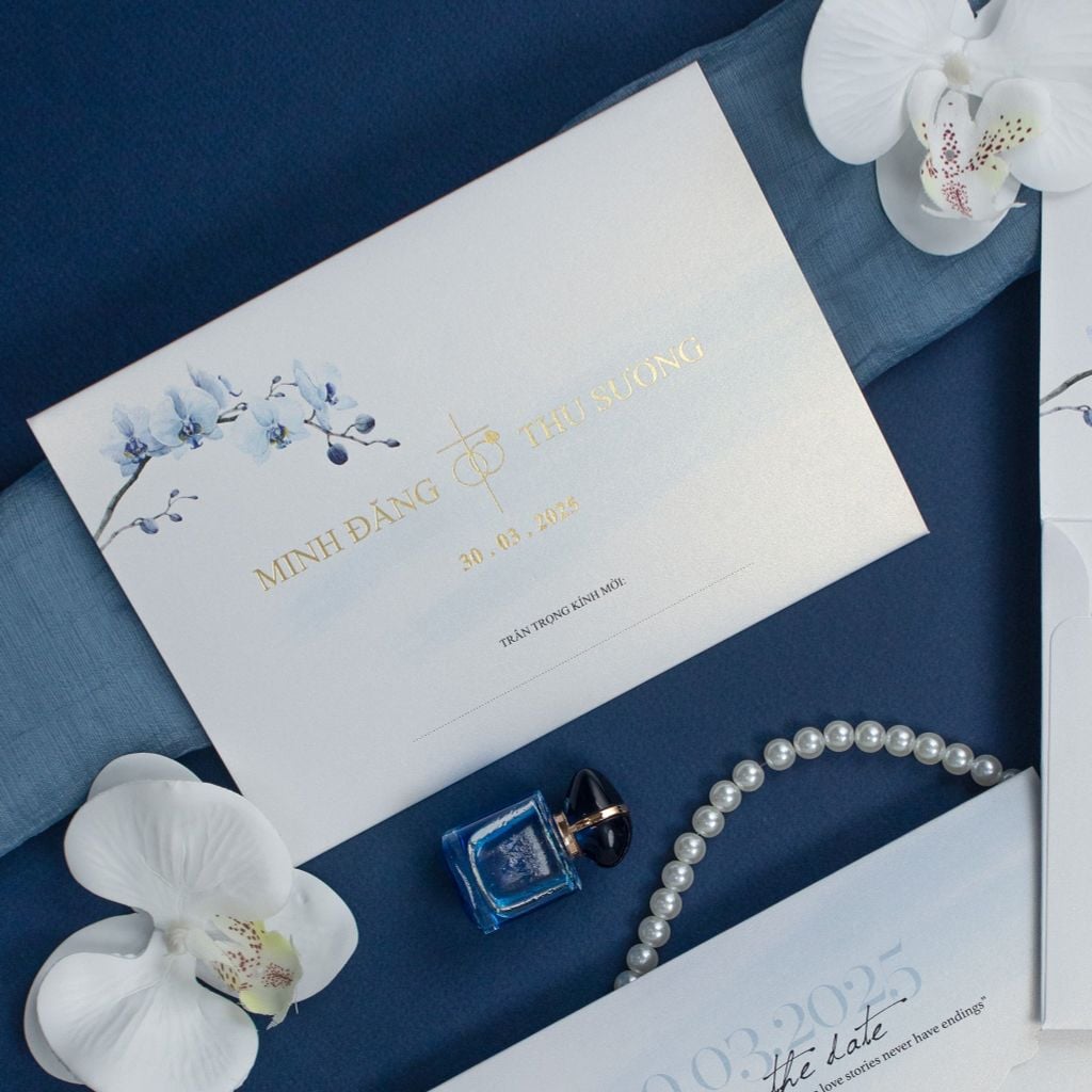 Thiệp Cưới Công Giáo Lan Hồ Điệp Xanh Thanh Tao & Vẹn Tròn - TILA-D002