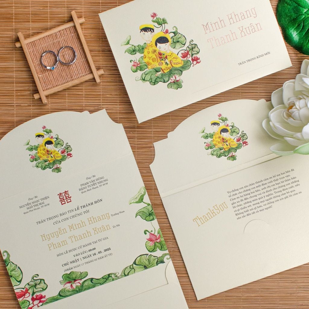 Thiệp Cưới Truyền Thống Nét Vẽ Đồng Quê Thuần Khiết - TILA-D004