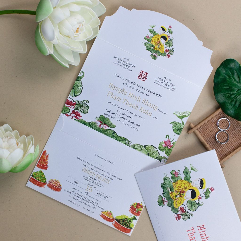 Thiệp Cưới Sen Việt Nét Tình Truyền Thống Giữa Lòng Hiện Đại - TILA-D004B