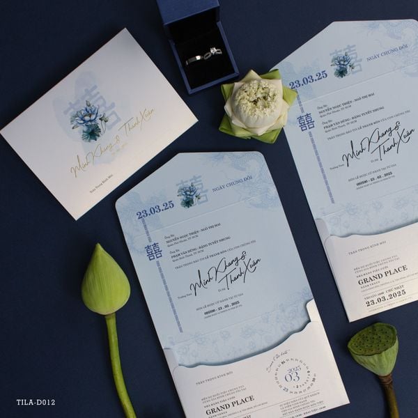 Thiệp Cưới Lam Liên Tinh Khôi Nơi Gửi Gắm Chân Tình - TILA-D012