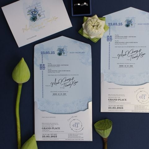 Thiệp Cưới Lam Liên Tinh Khôi Nơi Gửi Gắm Chân Tình - TILA-D012