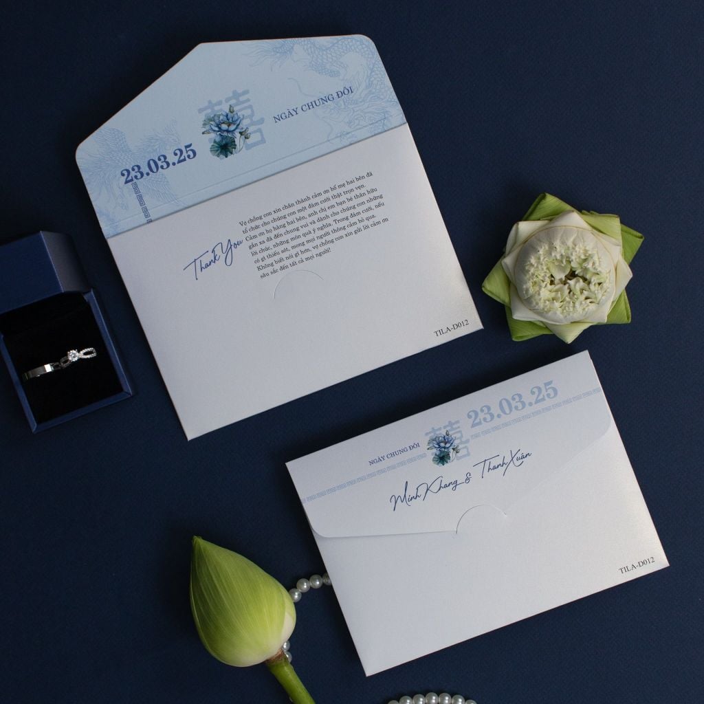 Thiệp Cưới Lam Liên Tinh Khôi Nơi Gửi Gắm Chân Tình - TILA-D012