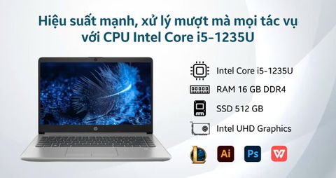  Laptop HP 240 G9 (i5 1235U/16GB/512GB SSD/14 inch FHD/Win 11/BẢO HÀNH 12 THÁNG) KM: Túi laptop, Chuột KD, di chuột, Bộ vệ sinh mt. Khi mua phụ kiện đi kèm giảm giá 10% 
