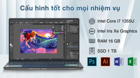  Laptop Dell Inspiron15 T2YYG (i7 1355U/16GB/1TB SSD/15.6 inch FHD Touch Display with Webcam/Intel Iris Xe Graphics/Win 11 home/Đen/BẢO HÀNH 12 THÁNG) KM: Túi laptop, Chuột KD,  di chuột, Bộ vệ sinh mt. Khi mua phụ kiện đi kèm giảm giá 10% 