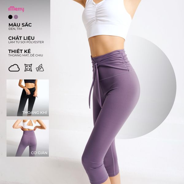  Quần Short Thể Thao Nữ iMerry Tập Gym, Yoga, Thắt Nơ Xinh Xắn, Mềm Mại, Thoải Mái - GY1046 