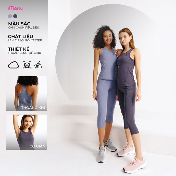  Set quần + áo 3 lỗ tập gym iMerry chất liệu poly mát, thoải khí, êm BR1220 