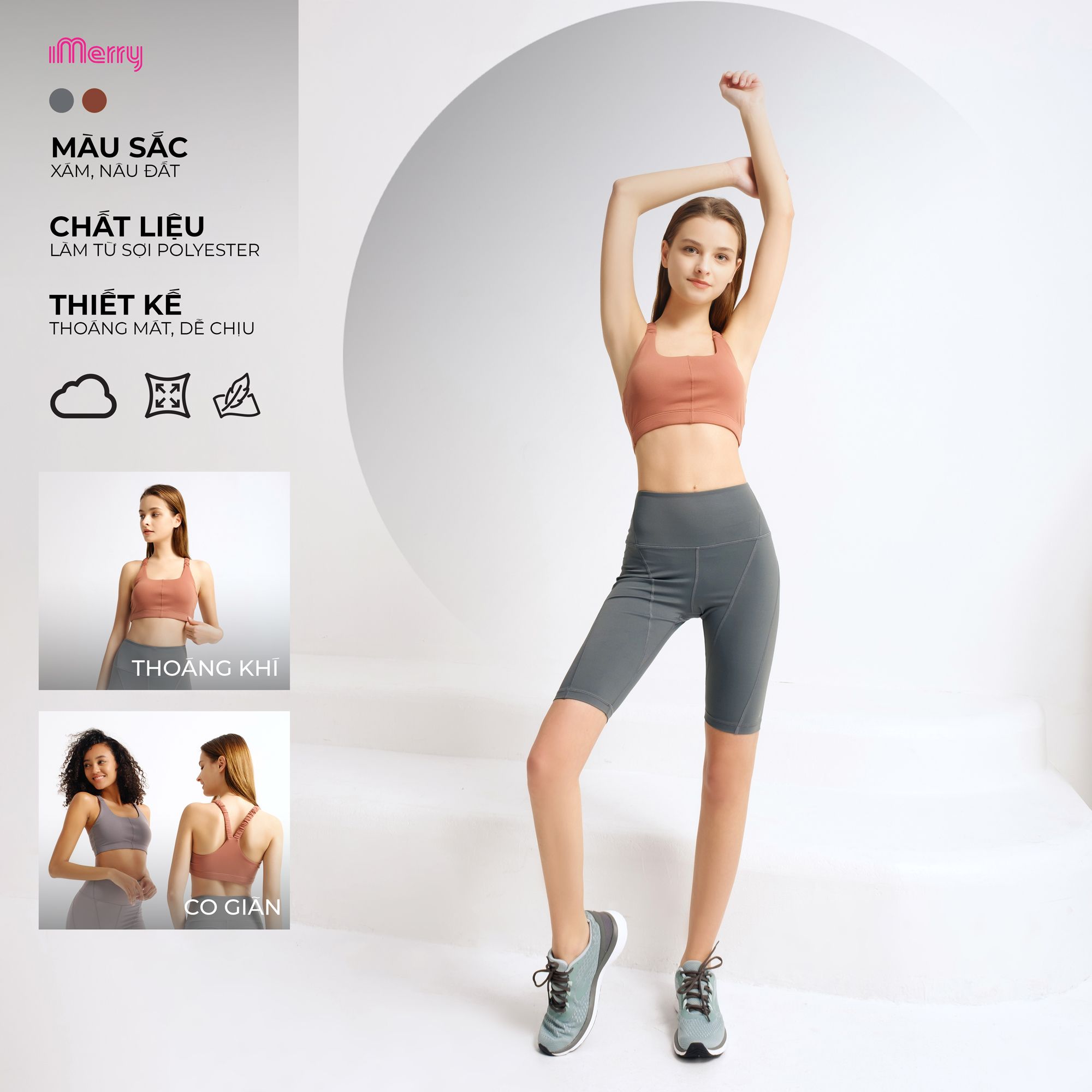  Áo Bra Thể Thao iMerry 2 Dây Tập Gym Yoga Nữ, Ôm Sát Cơ thể, Mềm Mại, Thoáng mát - BR2369 